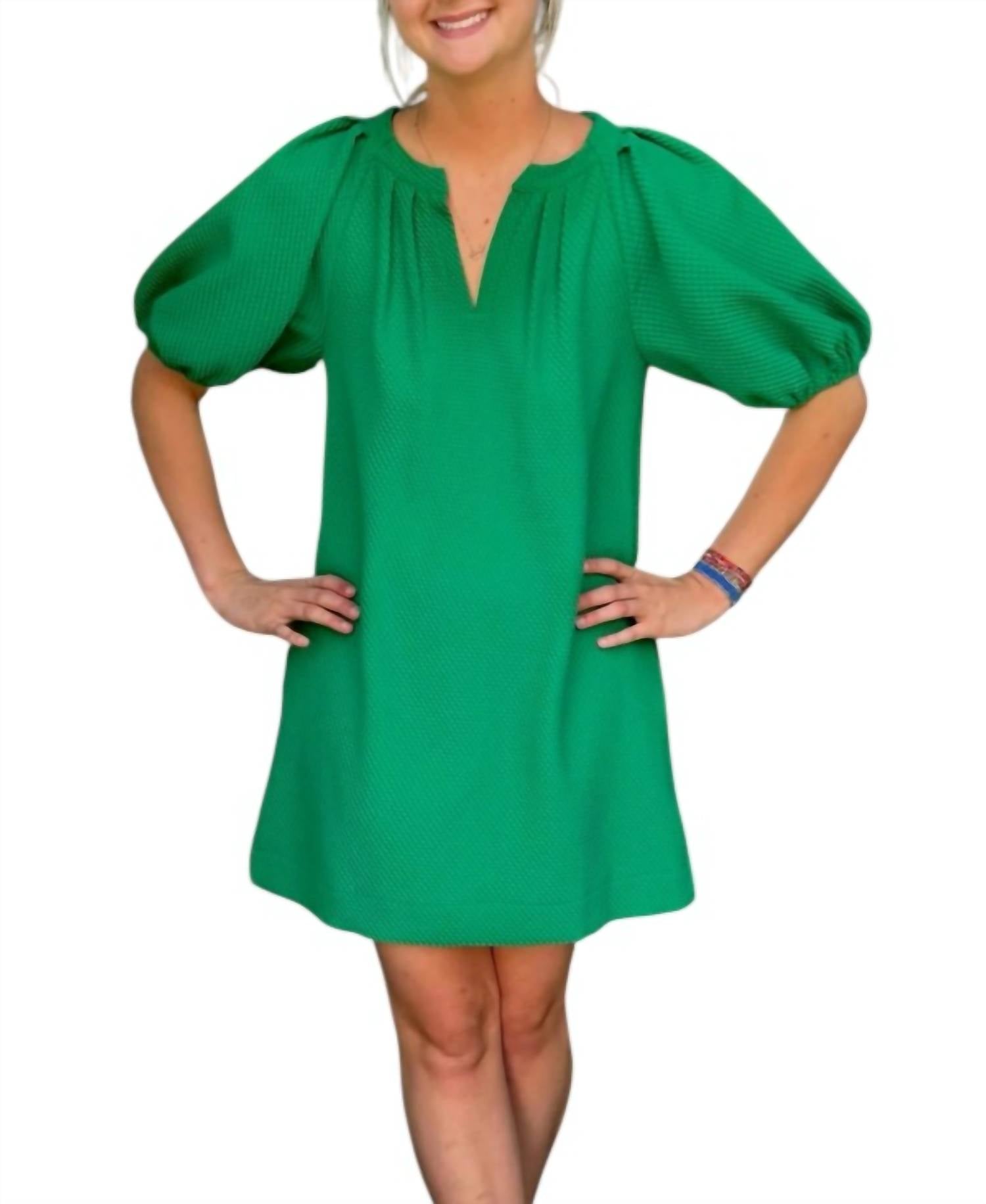 Jade - Pleated Sleeve Dress