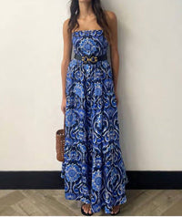 BORGO DE NOR Jou Jou Maxi Dress in botanical tile - women's dress