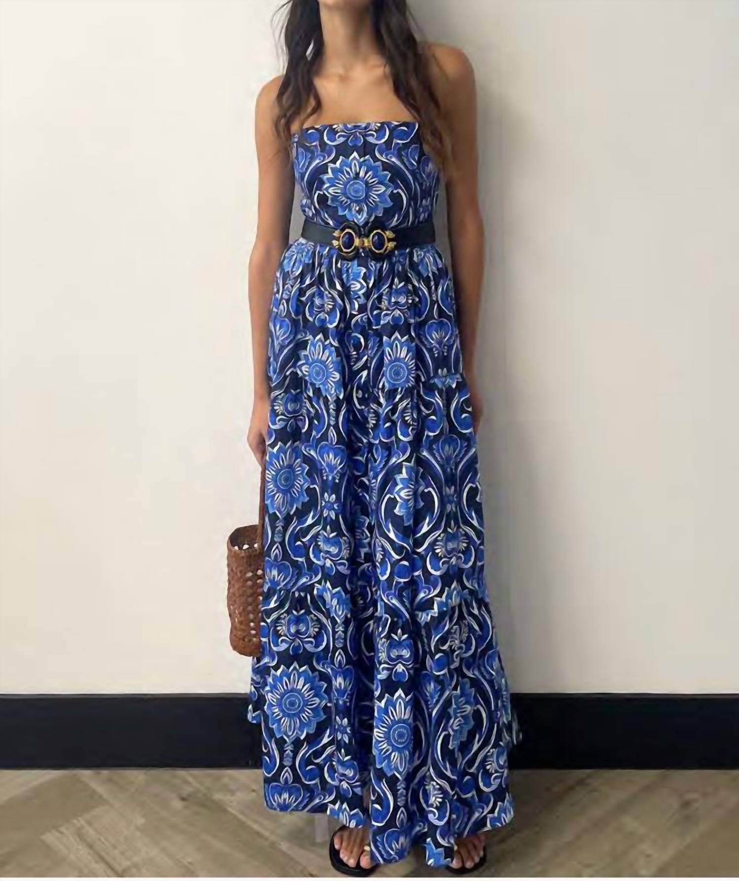 BORGO DE NOR Jou Jou Maxi Dress in botanical tile - women's dress