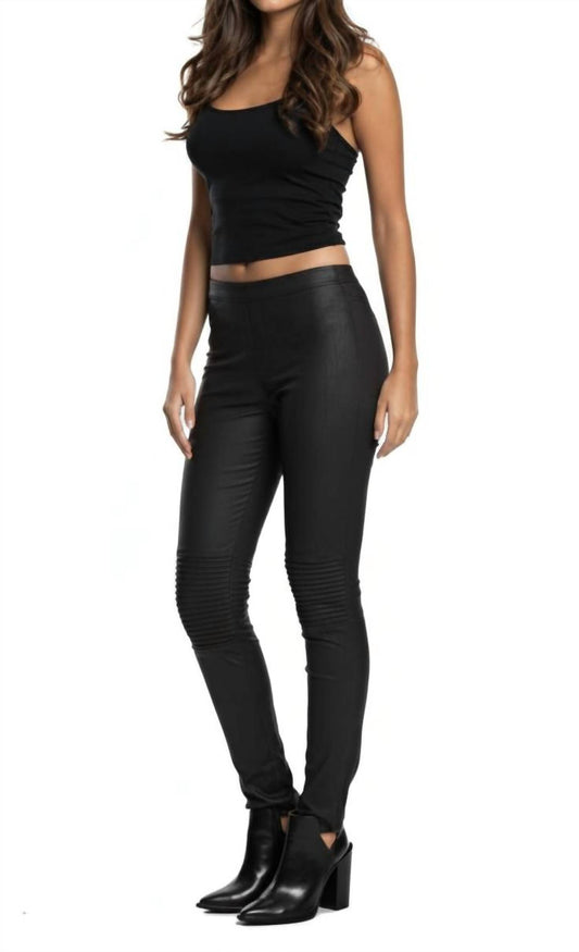 Elan - Faux Suede Knee Pleat Jeggings