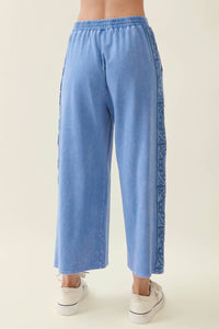 J.Her - Mineral Washed Boho Trim Wide Leg Pants