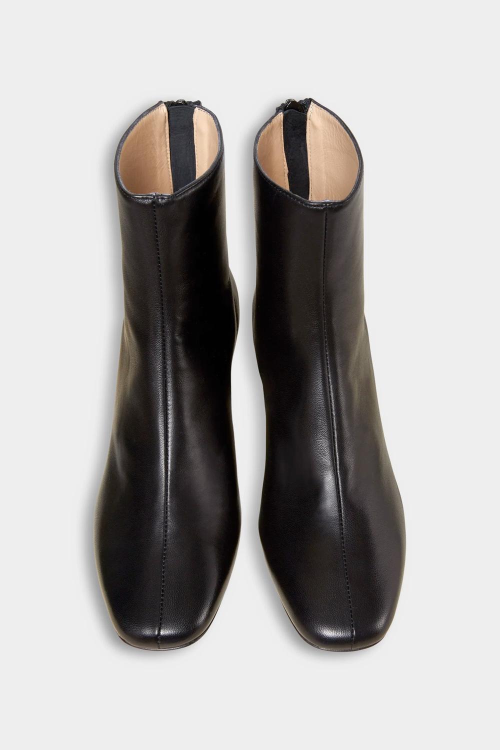 Ann Mashburn Women's Zip-back Boots in black leather - women's shoe - detail view