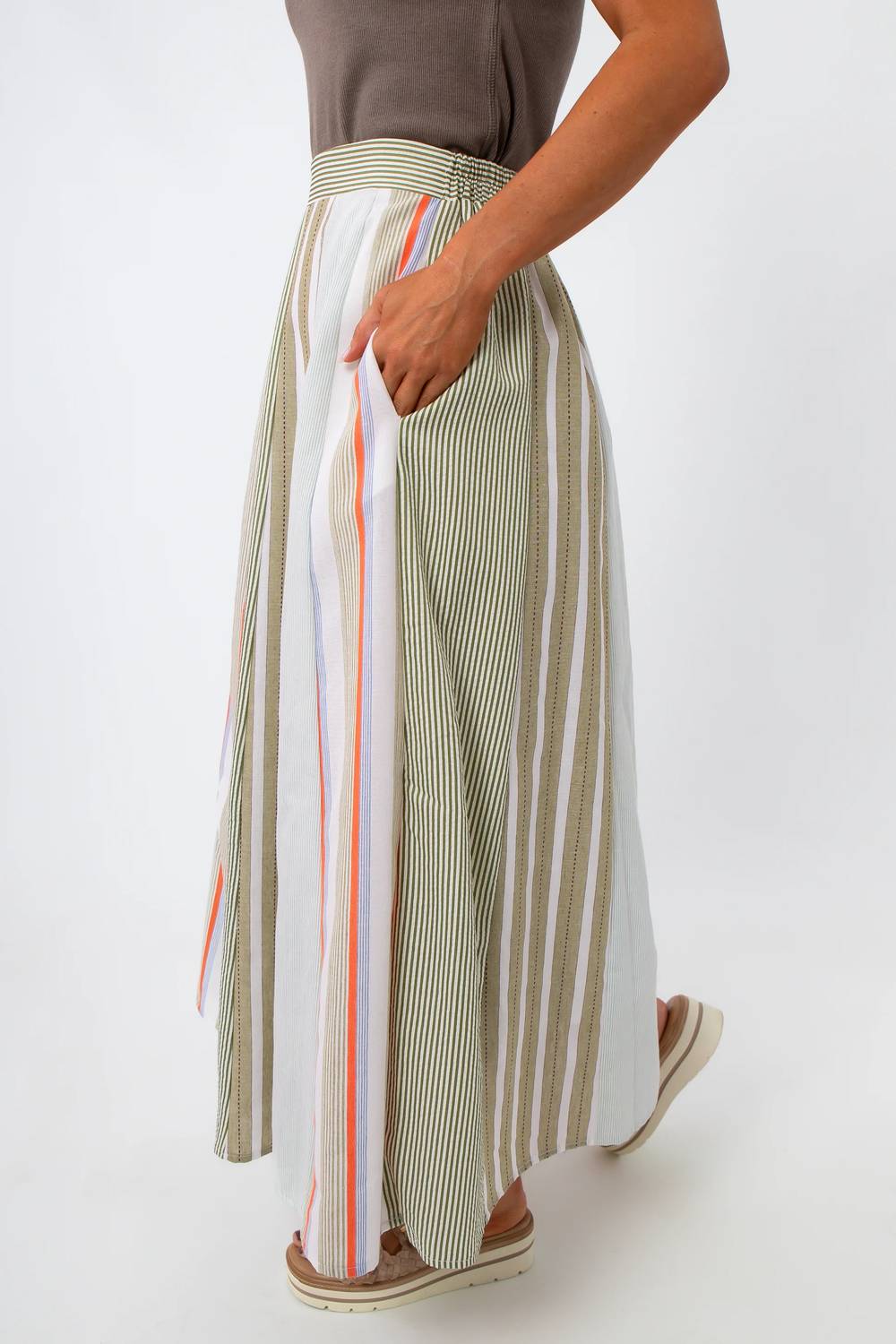 Baevely By Wellmade - Aurelia Summer Stripe Midi Skirt