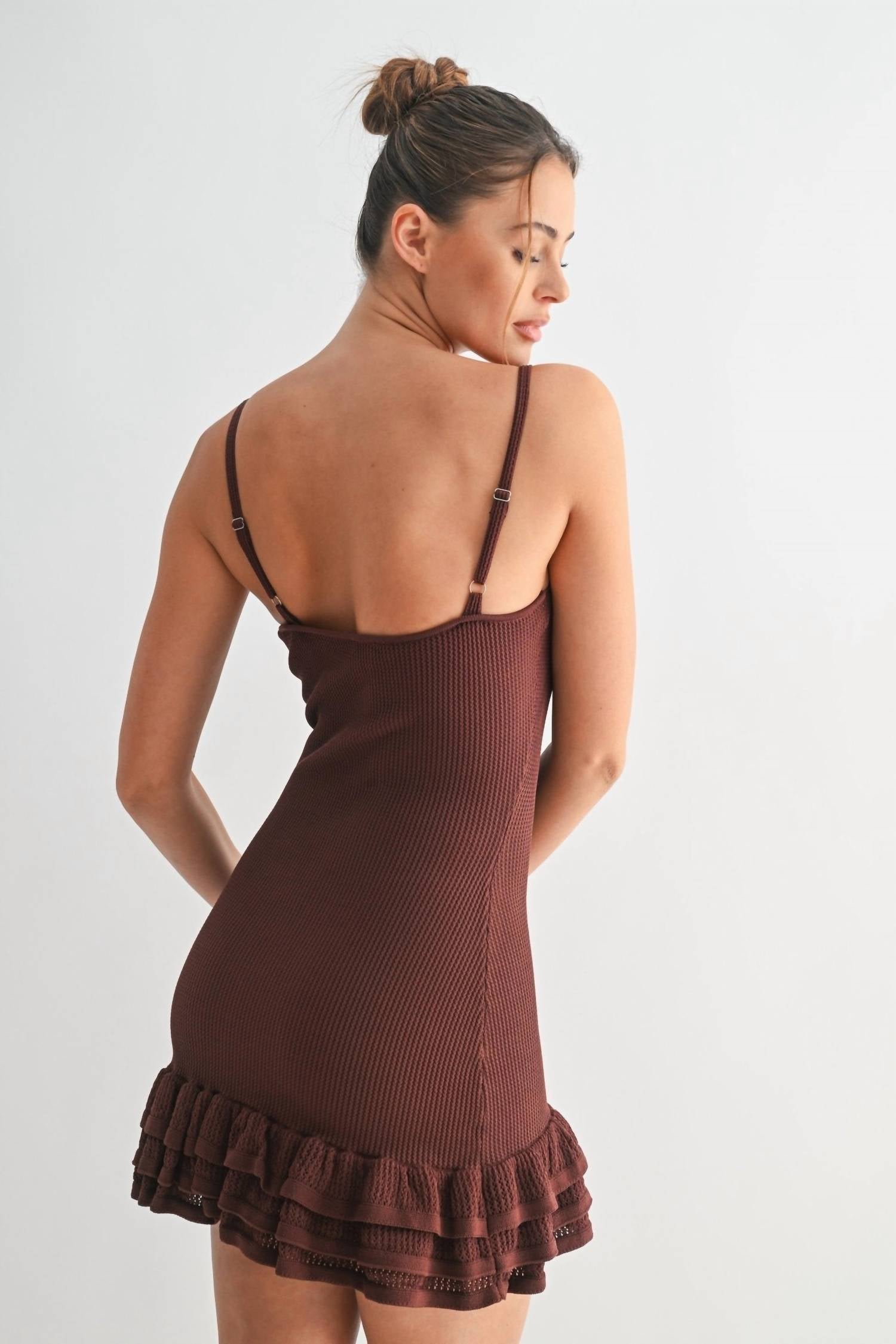 Evenuel - Burnt Sienna Knit Mini Dress