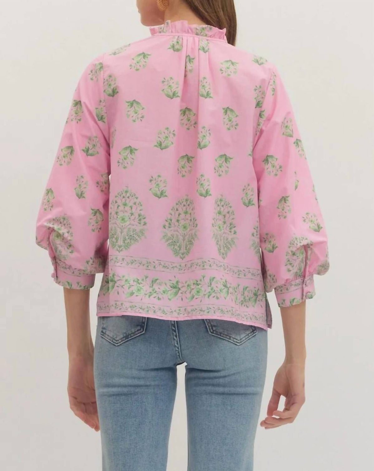 Entro - Botanical Print 3/4 Sleeve Top