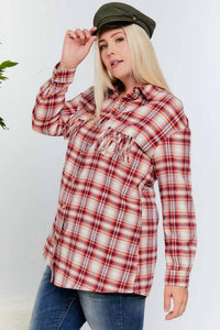 Davi & Dani - Plaid Button Up Plus Shirt