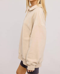 Mimosa - Teddy Velour Buttoned Collar Pullover Knit Sweater