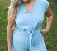 Doe and Rae Ocean Breezy Vibes Tie-front Jumpsuit in blue - women's pants - alternate view