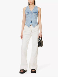 Paige Leenah Lace Up Fly Flared Jeans in ecru - women's jeans