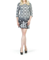 Papillon - Lattice And Floral Border Print Sweater Dress