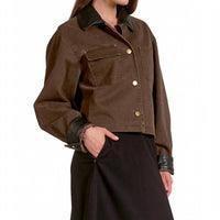 Elan - Barn Coat Jacket With Leather Trim
