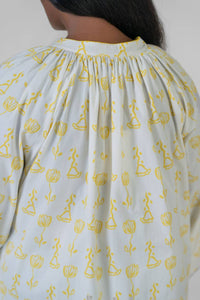 De Loreta - Kaia Trigo Amarillo Print Long Sleeve Blouse