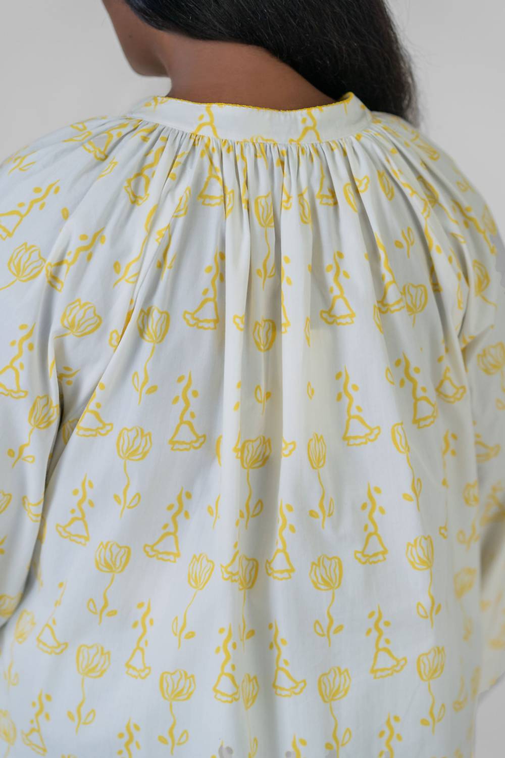 De Loreta - Kaia Trigo Amarillo Print Long Sleeve Blouse