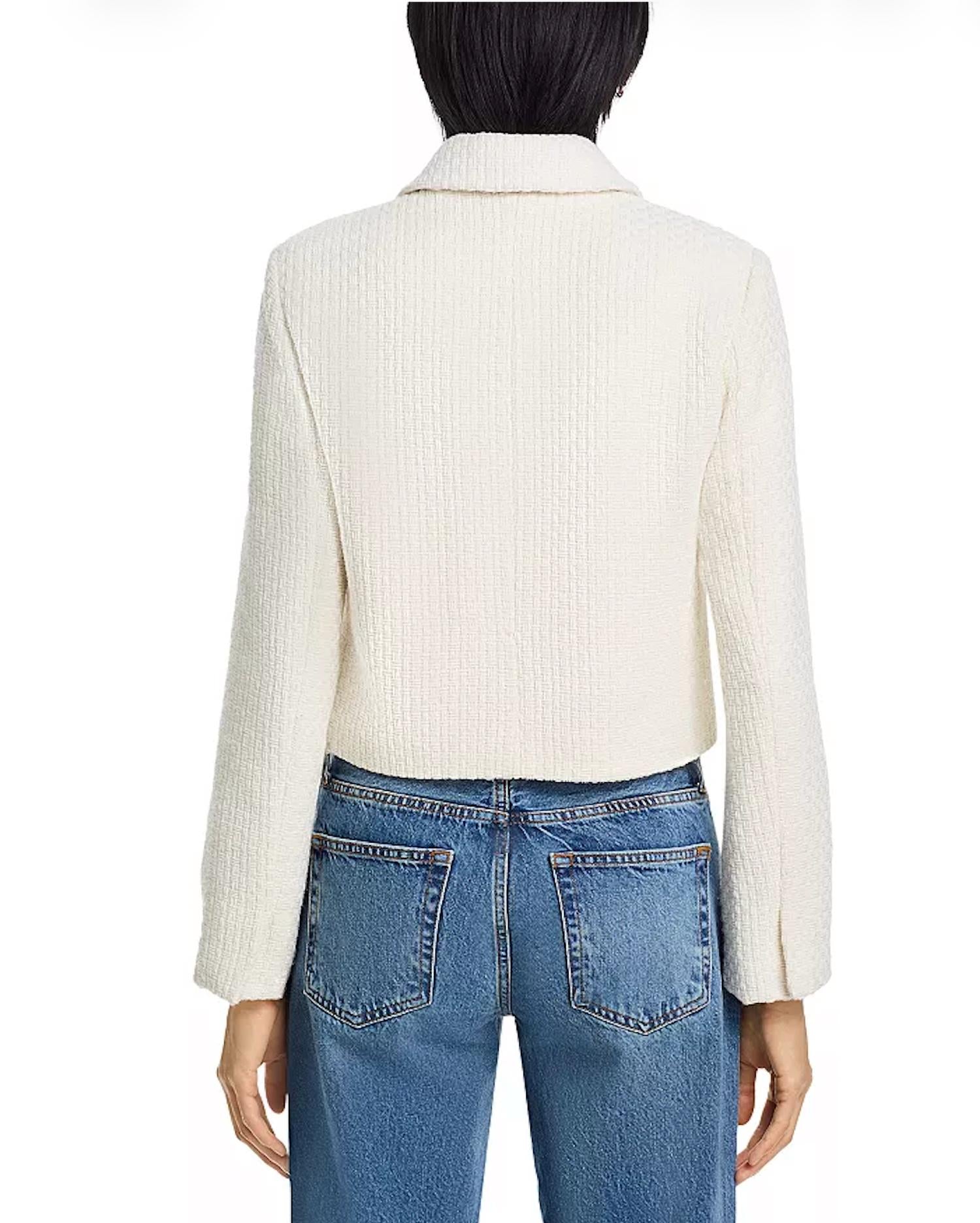 STEVE MADDEN Alise Tweed Blazer in ivory - women's jacket - detail view