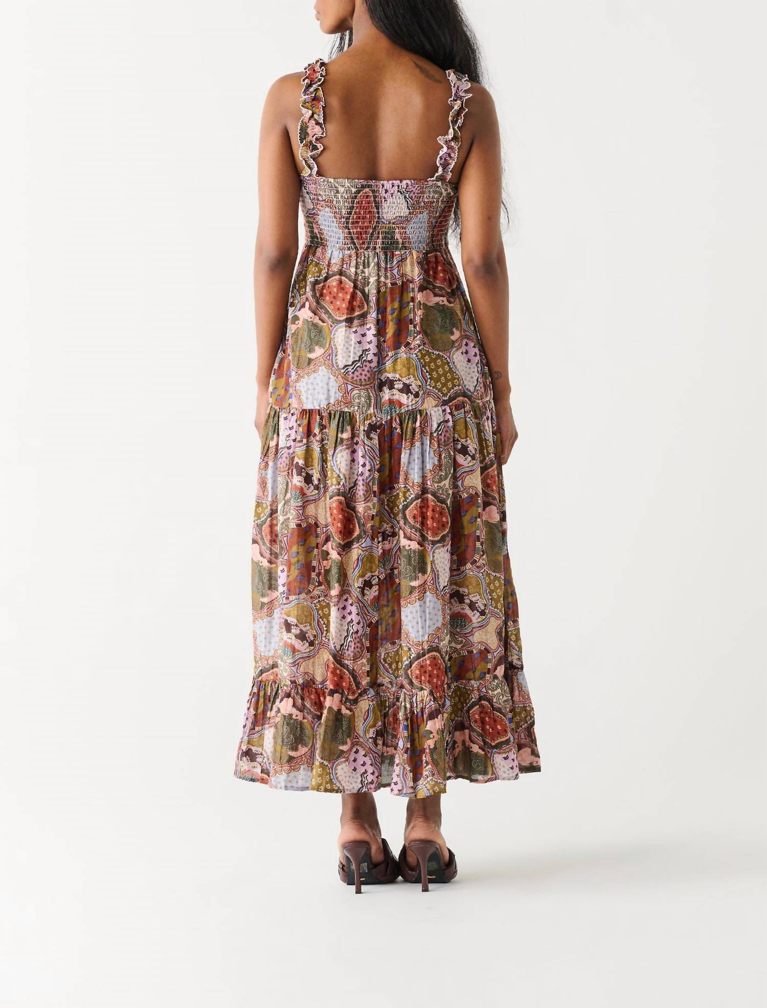 Dex - Paisley Medallion Tiered Midi Dress