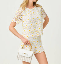 Lilly Pulitzer Louise Top in resort white fresh as a daisy lace - women's t-shirt - view 4