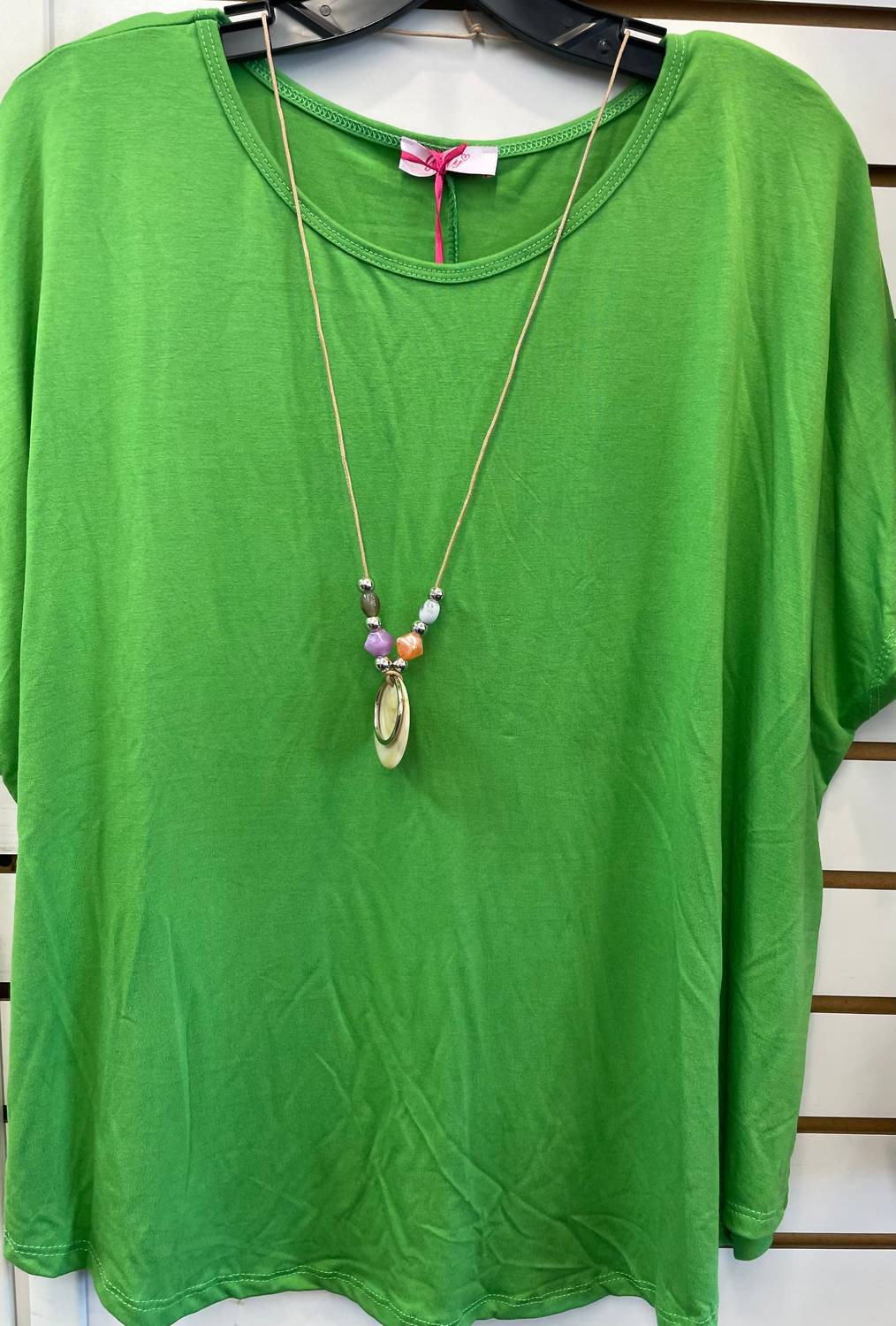 Yolly - Woven Tee With Necklace