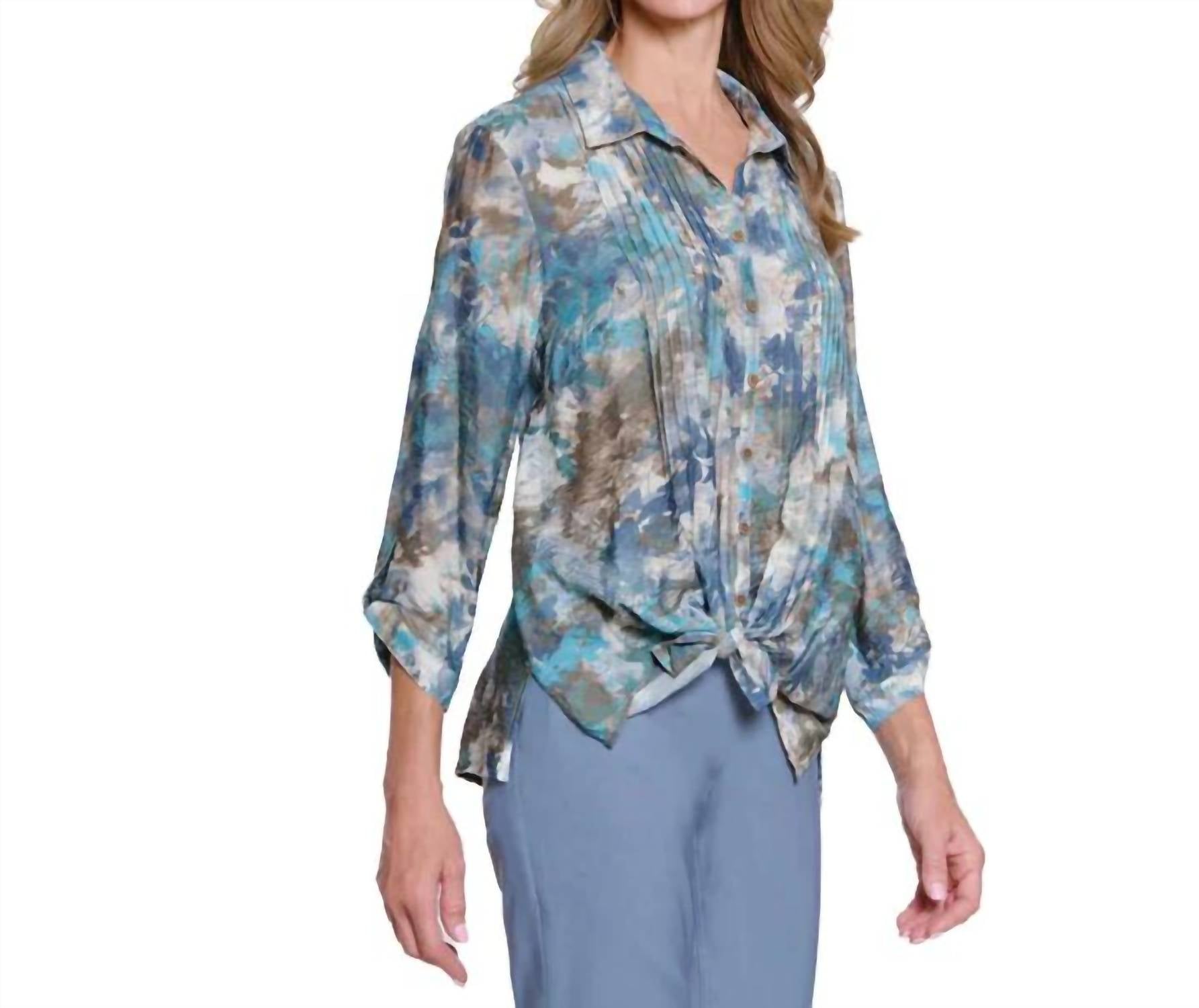 Multiples - Printed Crinkle Woven Shirt