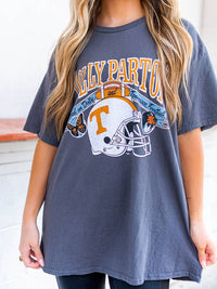 LivyLu Raised on Dolly & Tennessee Thrifted Tee in off black - women's t-shirt - view 6
