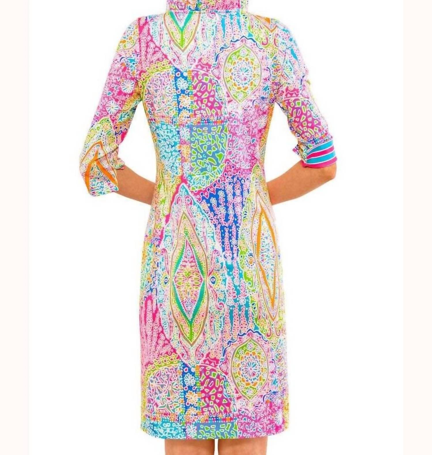 Gretchen Scott - Ruffle Neck 3/4 Sleeves Dress
