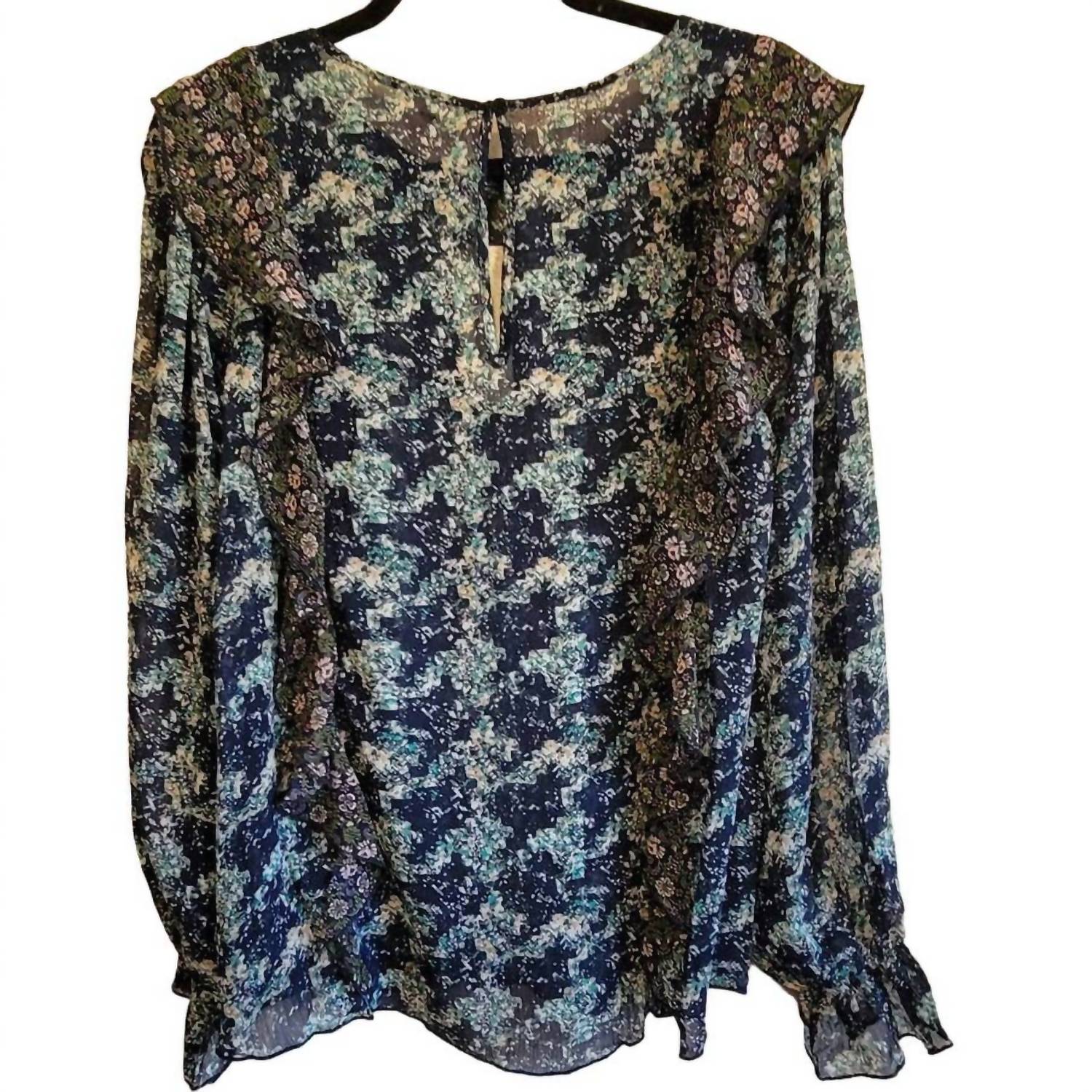 Mystree - Women's Long Sleeve Boho Blouse Floral Cottage Ruffle