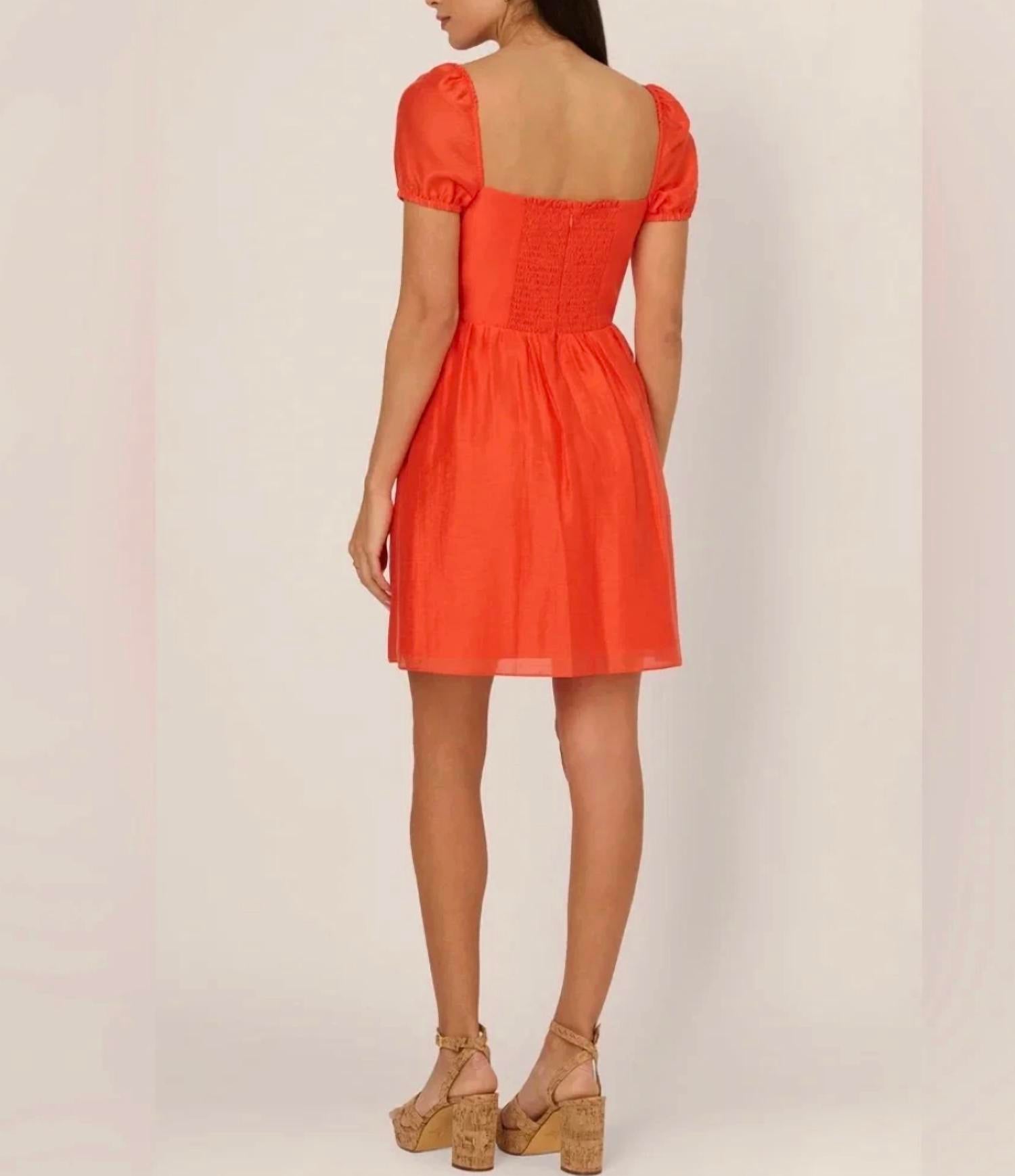 Adrianna Papell - Puff Sleeve Short Dress