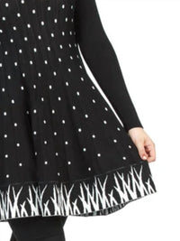 Papillon - Polka Dot Ribbed Flare Hem Sweater Dress