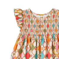 Briton Court - Girl's Olive Smocked Set