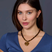Rachel Reinhardt - Women's Tigers Eye Gemstone Heart Pendant Necklace