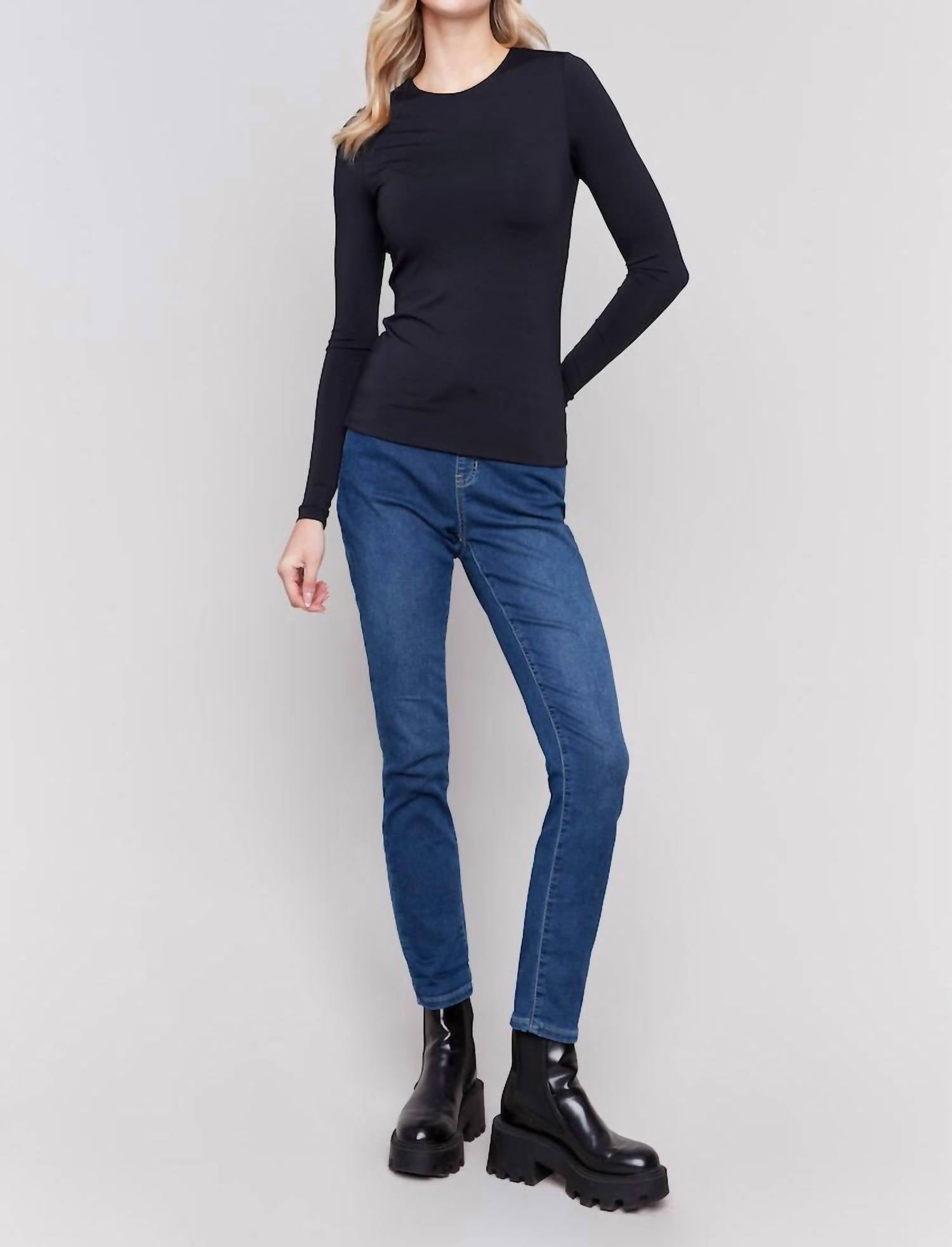 Charlie B - Long Sleeve Crew Stretch Top