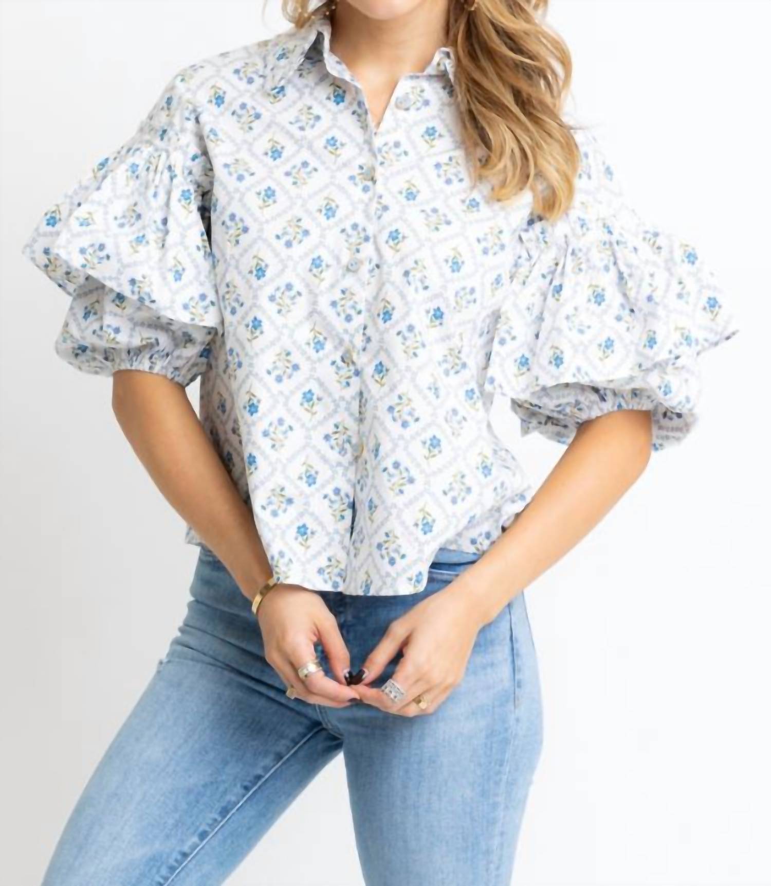 Karlie - Women's Floral Ruffle Sleeve Top