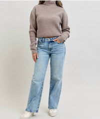 Judy Blue - Heather Mid Rise Rigid Magic Straight Jeans