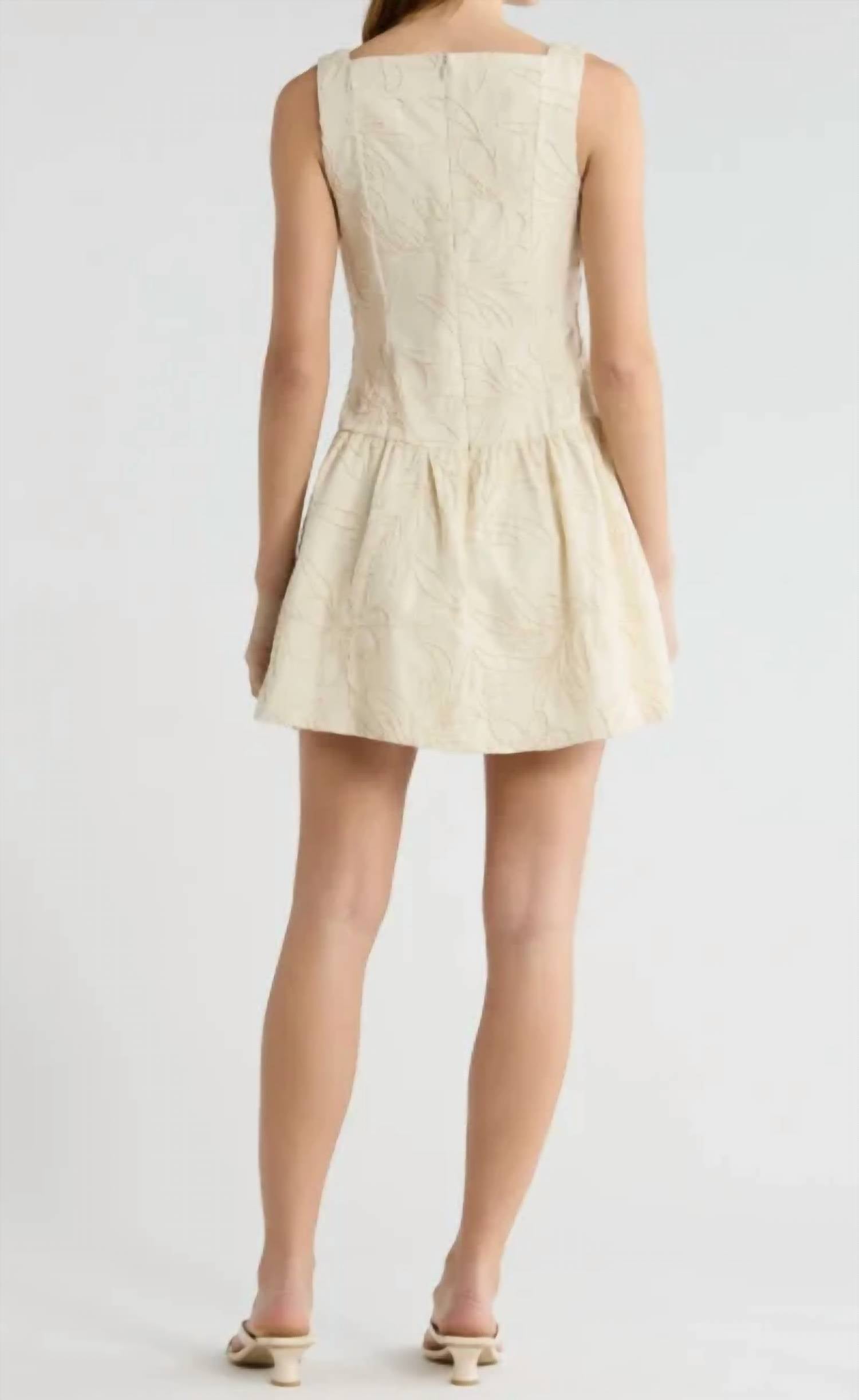 Moon River - BOAT NECK EMBROIDERED BODICE MINI DRESS