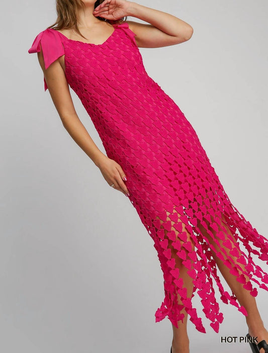 Umgee - Heart Lace Fringe Maxi Dress