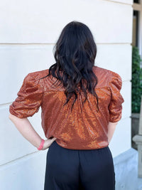 Entro - SEQUIN PUFF SLEEVE TOP