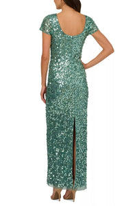 Adrianna Papell - Sequin Embellishment Maxi Gown Dress