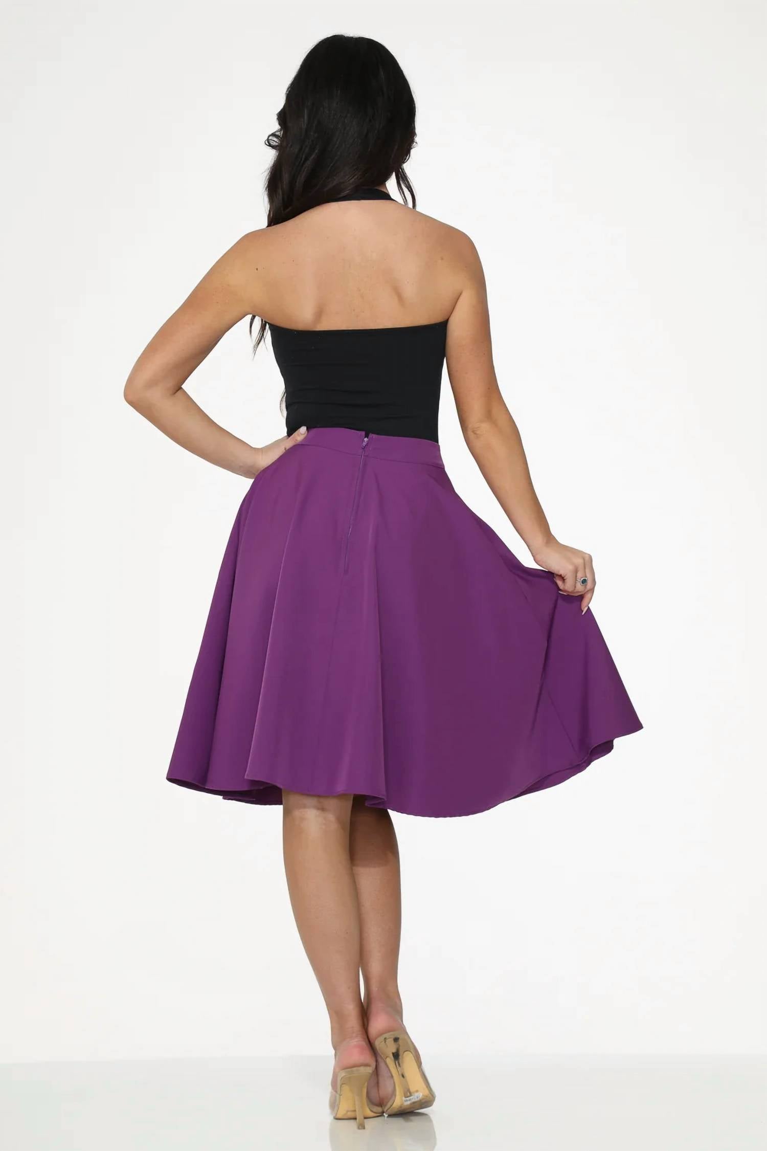 Orchid Bloom - Embroidered Poodle Swing Skirt