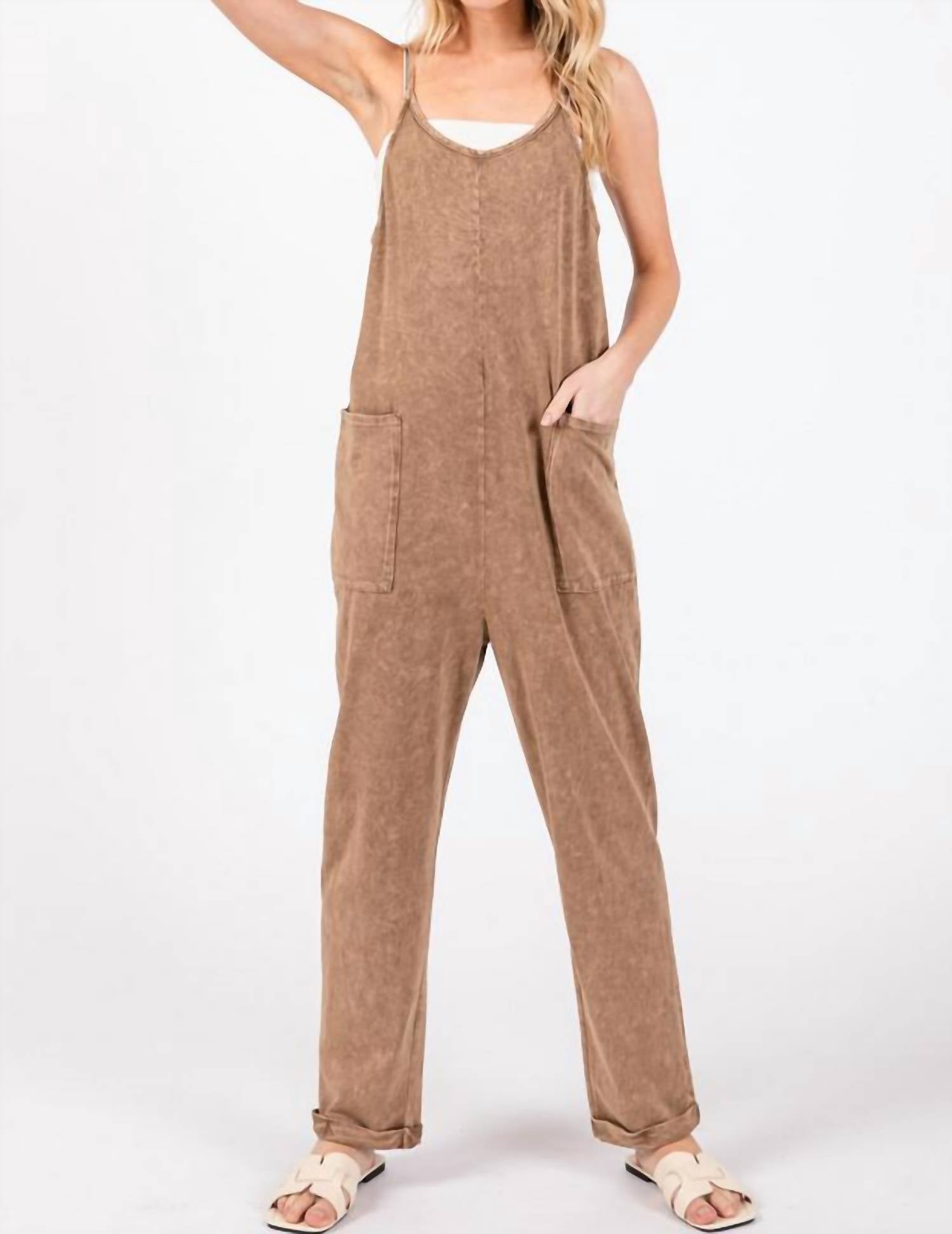 Final Touch - Final Touch Relaxed Mineral Wash Jumpsuit
