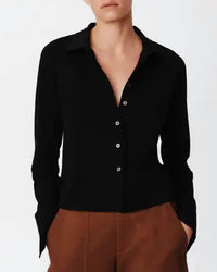 Atm - Women's Heavy Modal Button Front Top