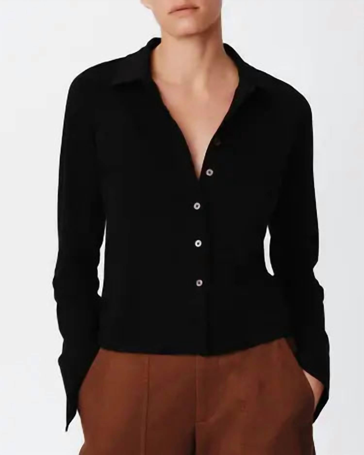 Atm - Women's Heavy Modal Button Front Top