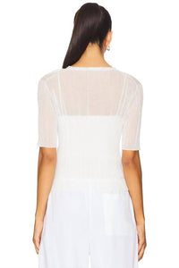 Vince - Double Layer Rib Elbow Sleeve Top