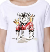 Leah Laturell Uga Savage Bulldog Tee in white - women's t-shirt - detail view