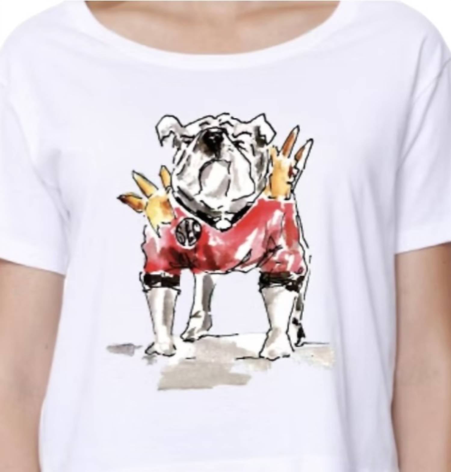 Leah Laturell Uga Savage Bulldog Tee in white - women's t-shirt - detail view