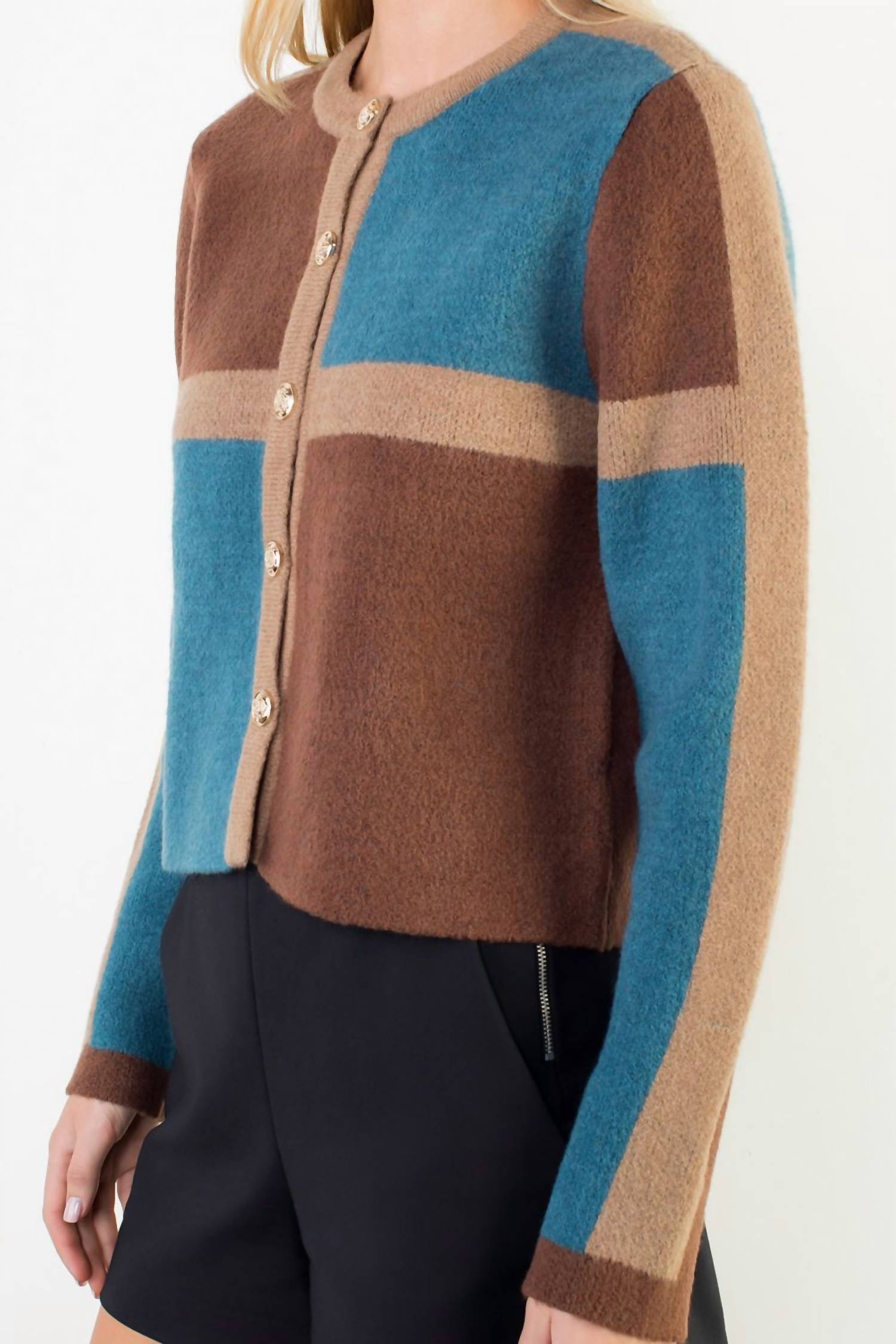 Thml - Colorblock Long Sleeve Cardigan
