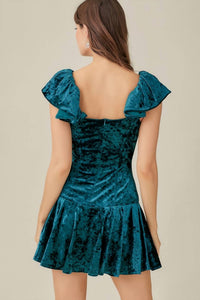 Mustard Seed - Ruffle Velvet Mini Dress
