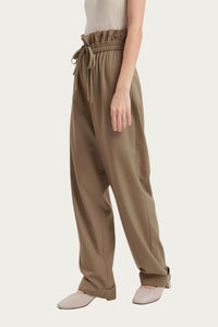 HIGH-RISE STRAIGHT WOOL-BLEND PANTS