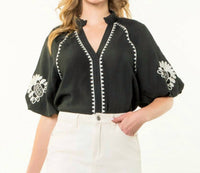 Thml - Embroidered Puff Sleeve Top