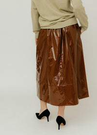 Tibi - Light Weight Patent Smocking Waistband Full Midi Skirt