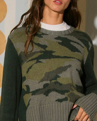 Bucketlist - Color-blocked Camo Sweater
