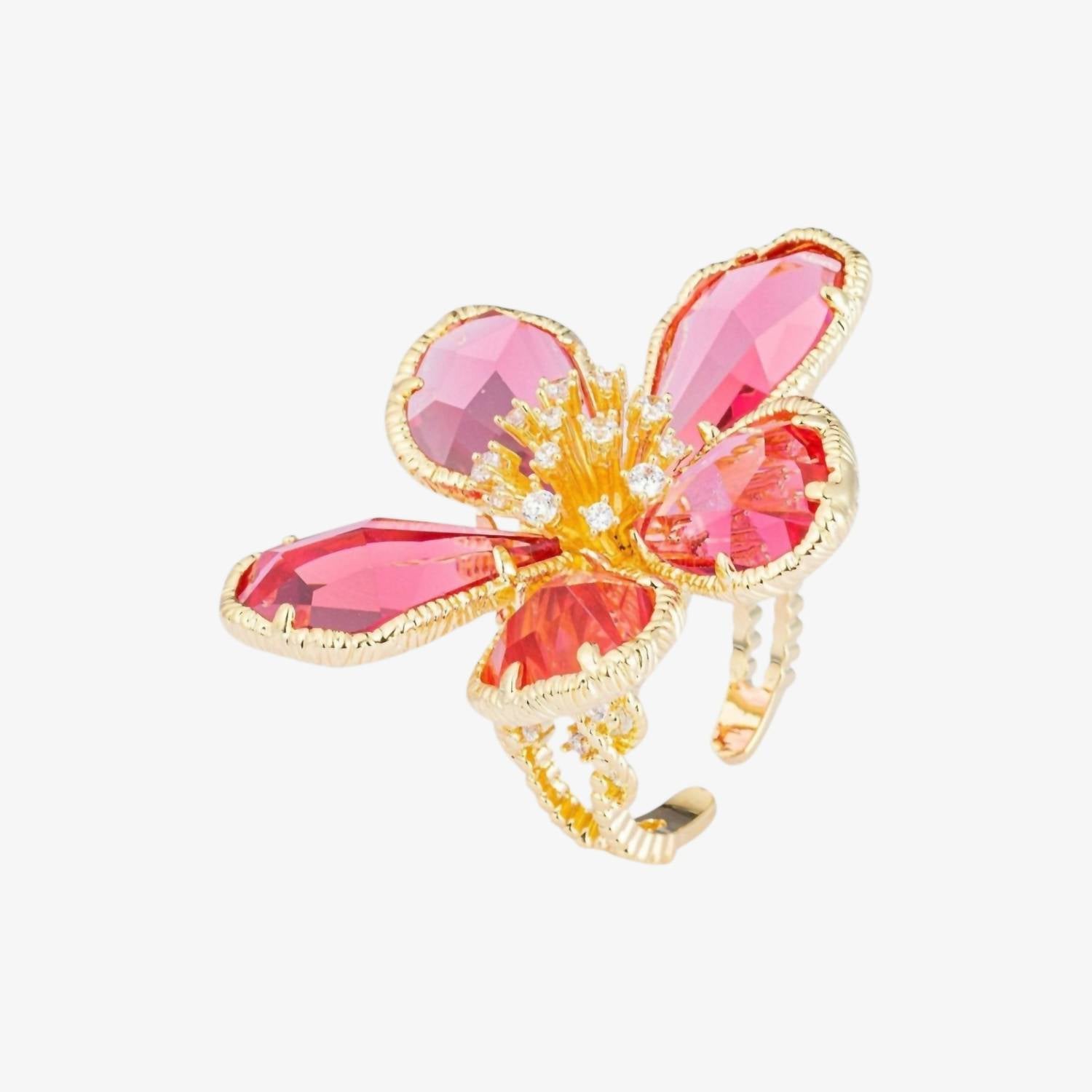 Eye Candy Los Angeles Women's Blossom Ring in pink - women's jewelry - detail view